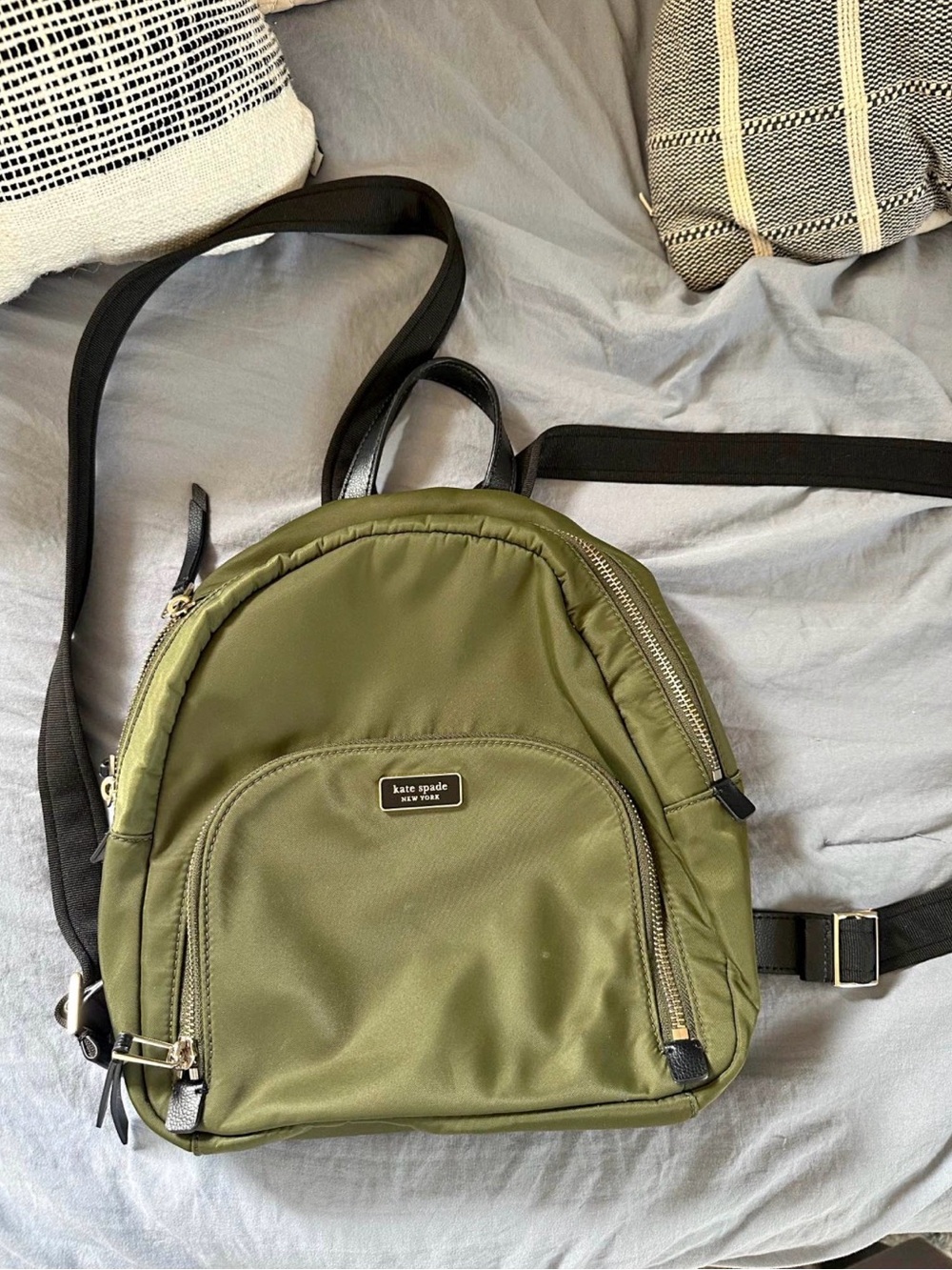 kate spade olive green nylon mini backpack